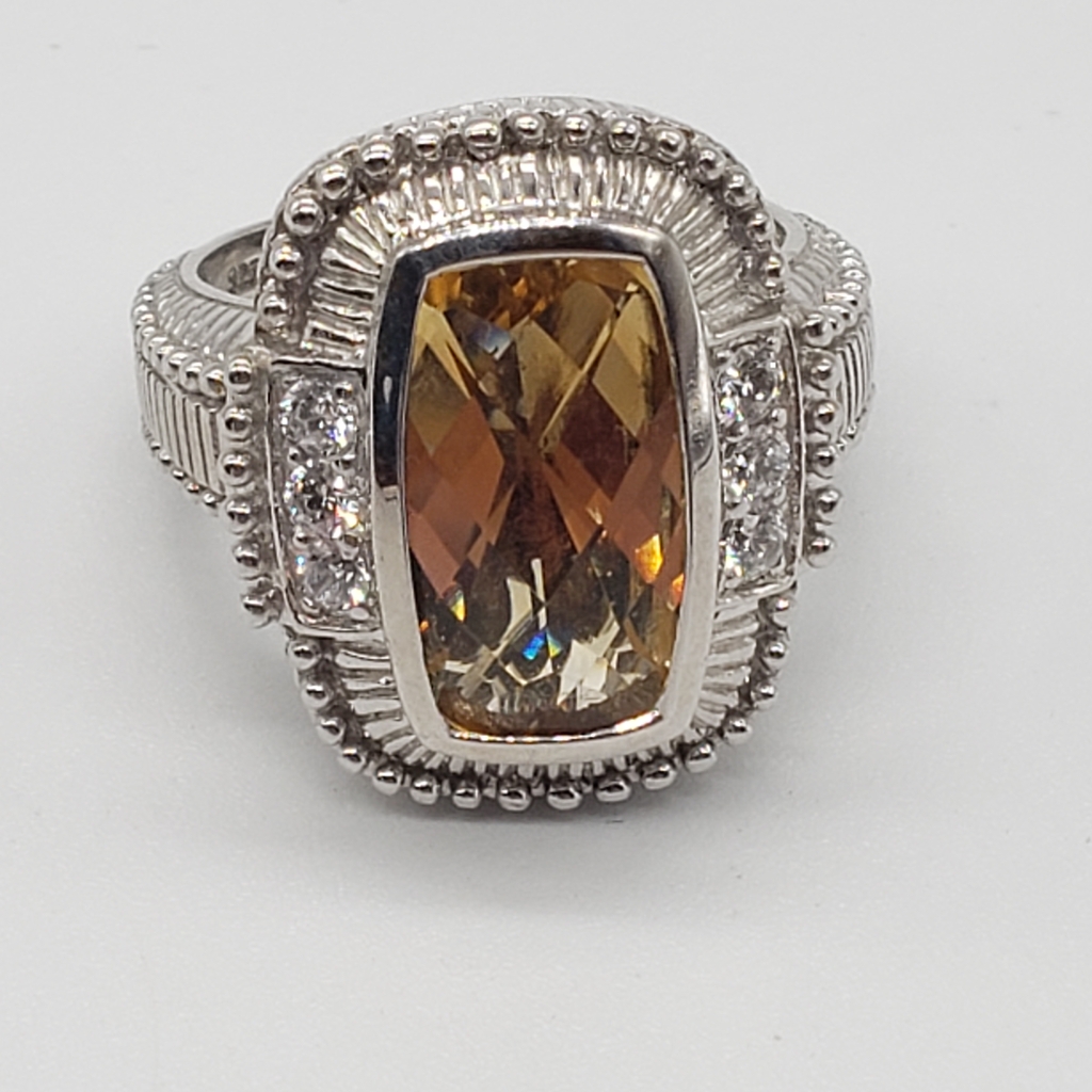 Judith Ripka Citrine Diamonique Sterling Ring 180$